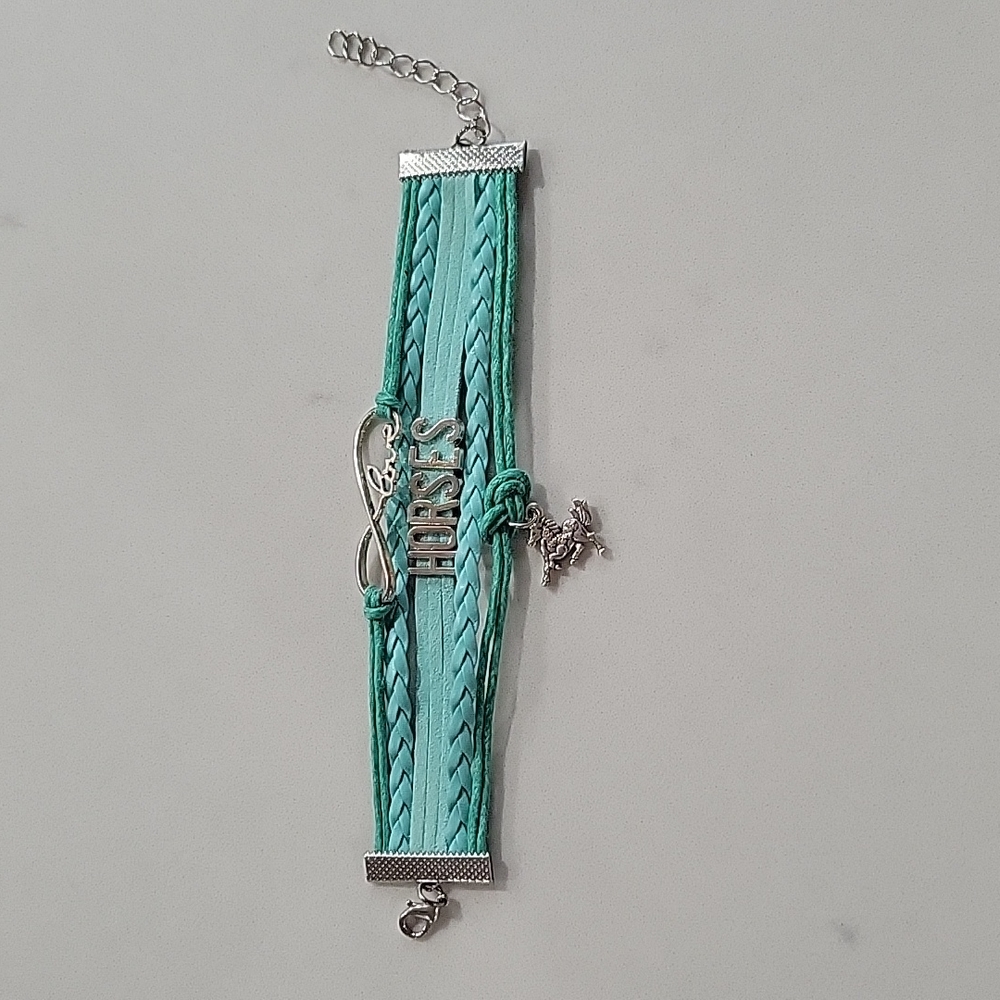 Teal horses bracelet